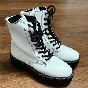 Classic White Lace-Up Combat Boots